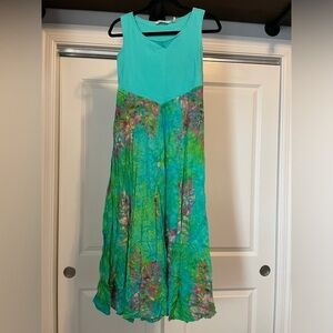 Soft Surrounds. Size Petite Extra Small. Blue/Green Maxi Dress Boho